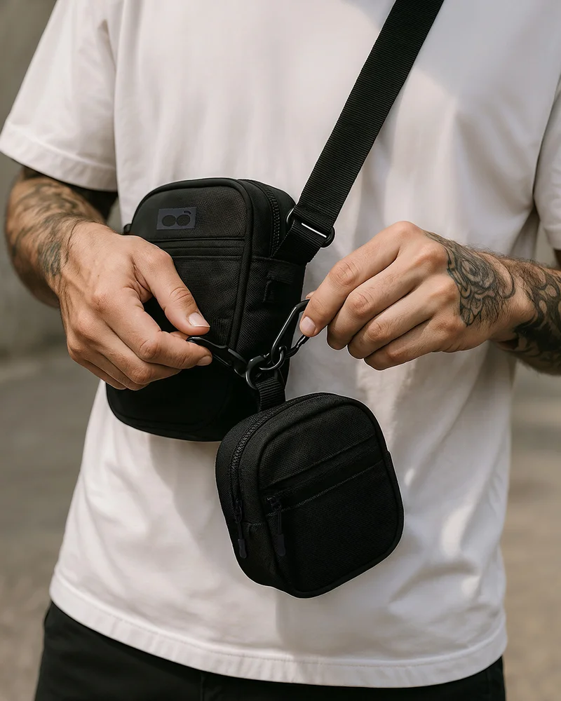 bewakoof Unisex Black Stackable Sling Bag